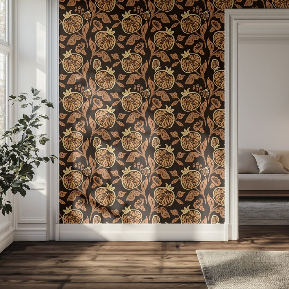 Tapet - Pomegranate Floral Pattern