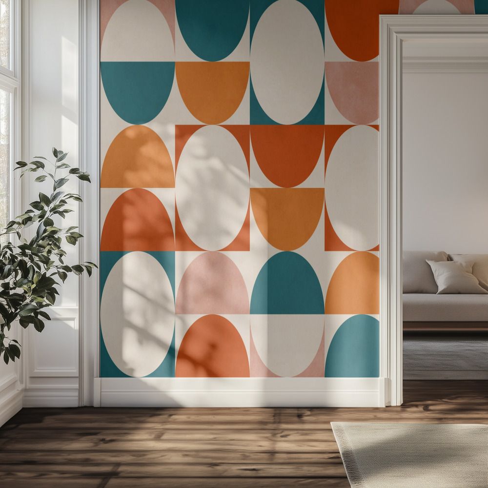 Tapet – Geometriskt cirkelrutnät