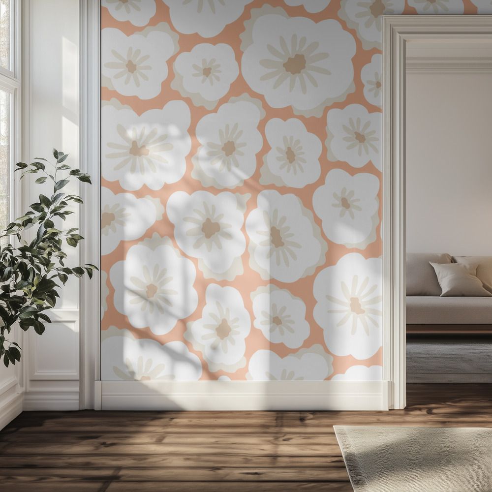 Tapet – Beige blommönster