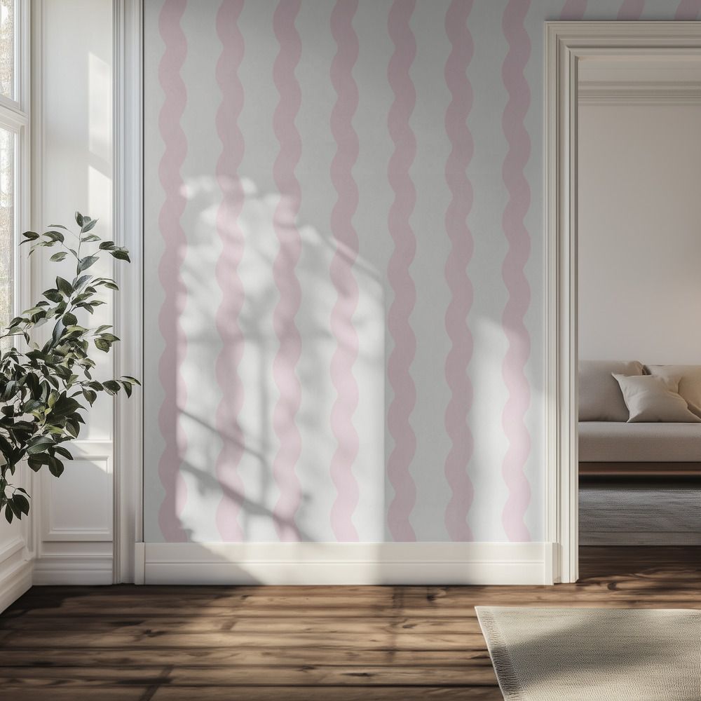 Tapet – Rosa böjt mönster