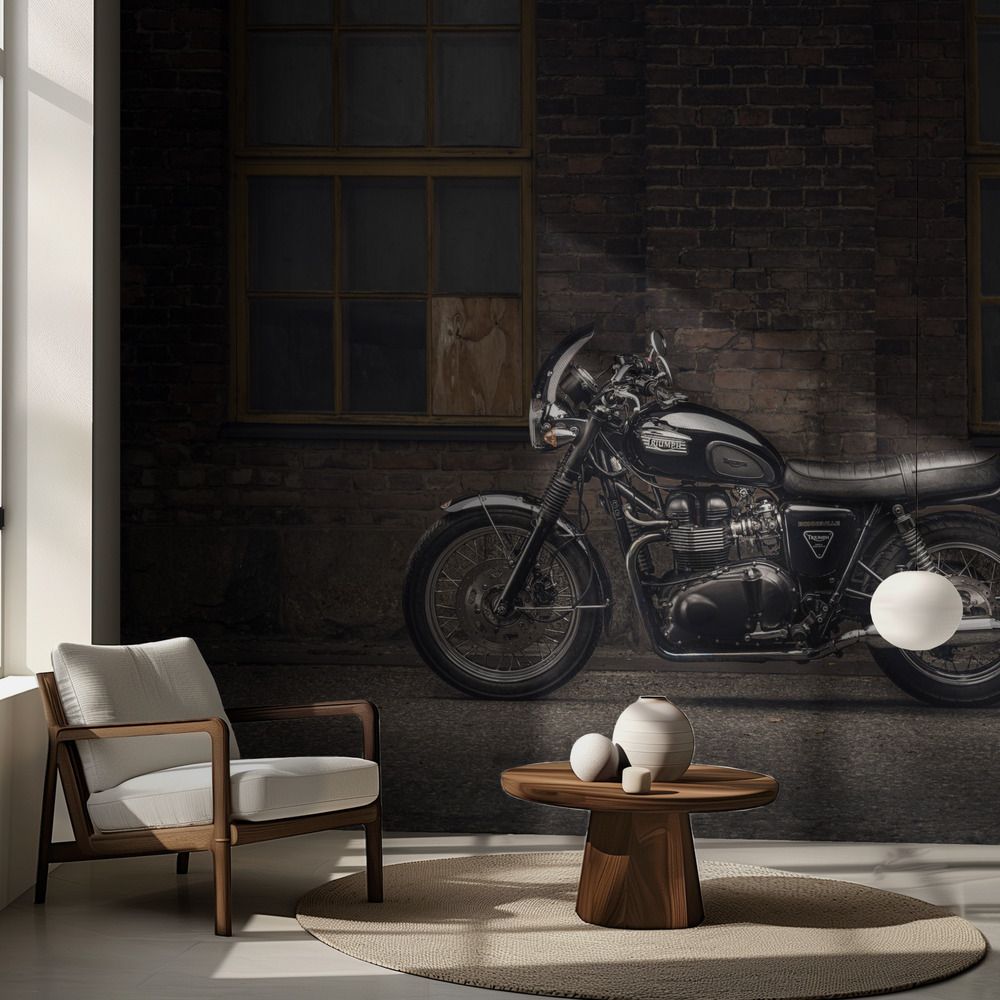 Tapet - Klassisk motorcykel tegel design