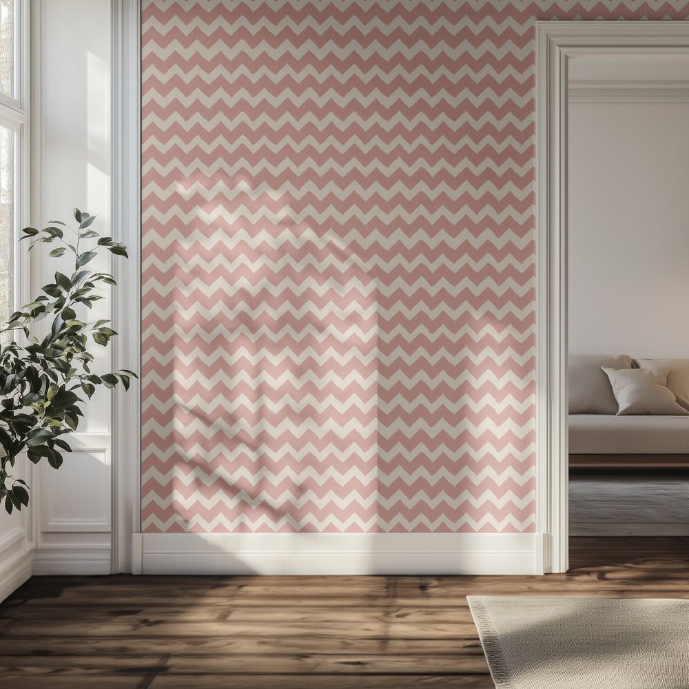 Tapet - Rosa Zigzag Mönster