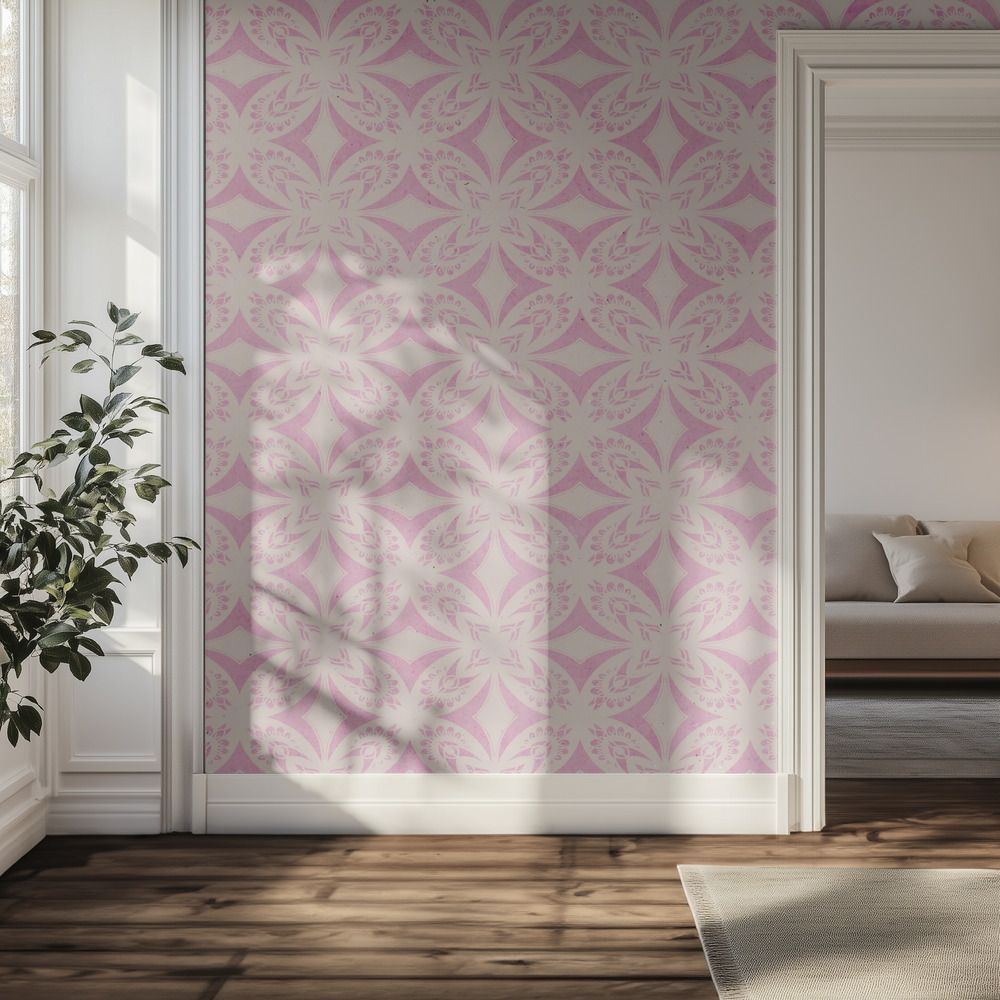 Tapet - Blommigt Rosa Mönster