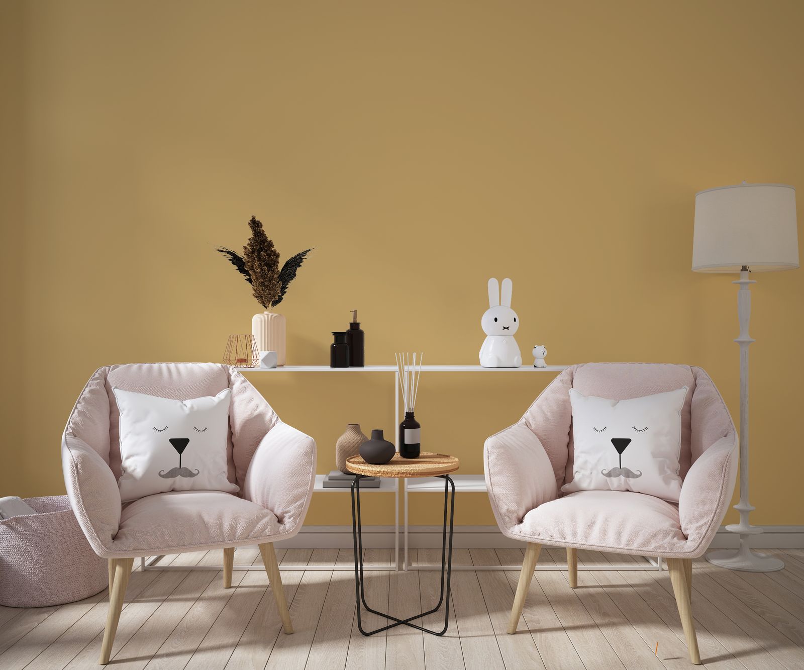 Tapet - Senapsfärgad Minimalistisk