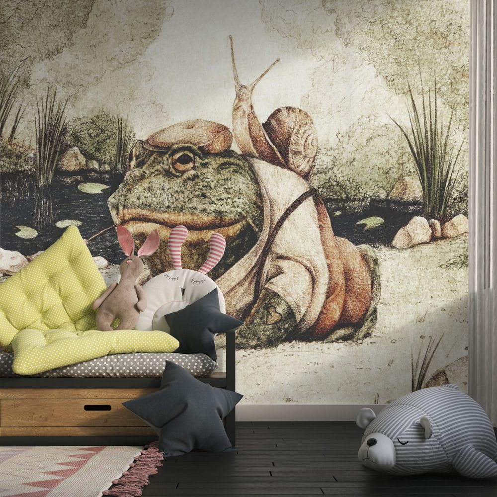 Tapet - Groda Snigel Illustration