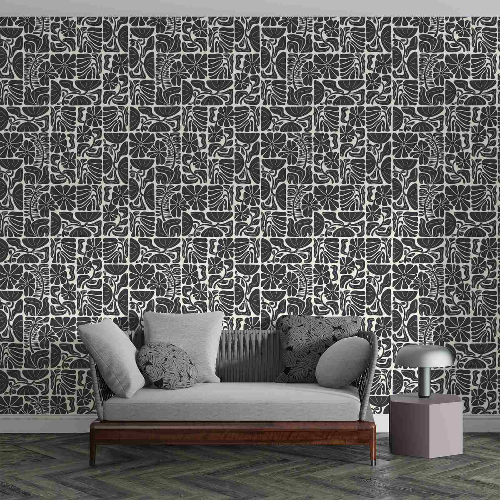 Tapet - Retro Blommig Geometrisk