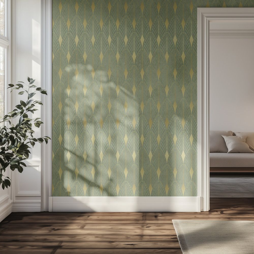 Tapet - Guld Diagonal Mönster