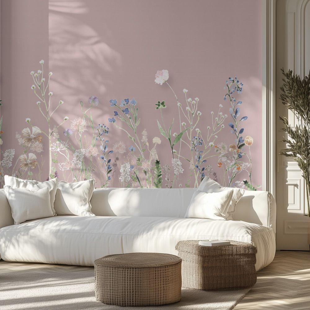 Blommig Rosa Tapet