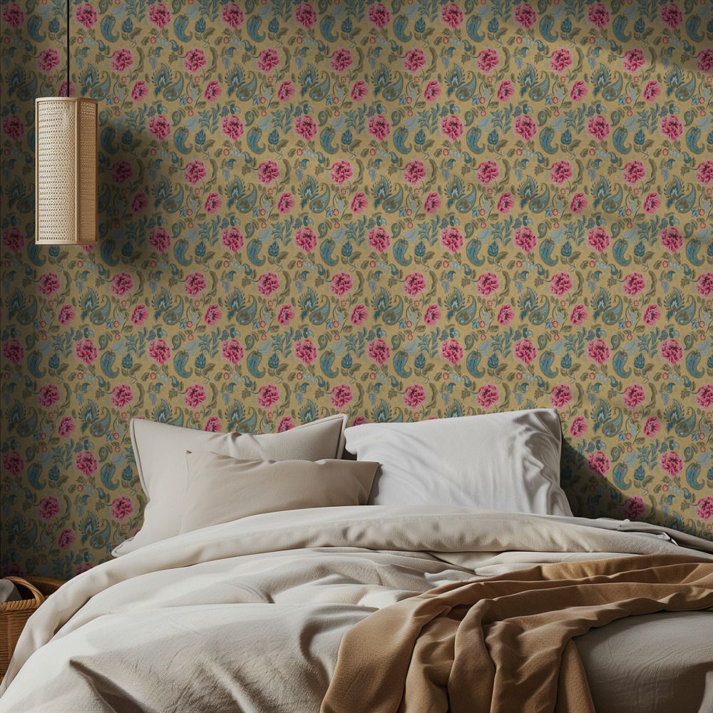 Tapet – Paisleymotiv med blommor