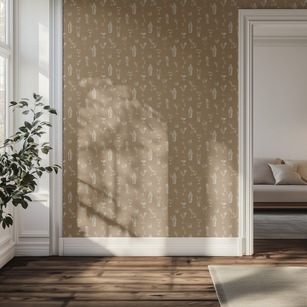Tapet - Beige Cocktail Glas Mönster