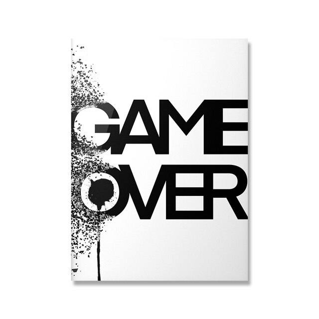 Poster - GAME OVER / Svart och vitt
