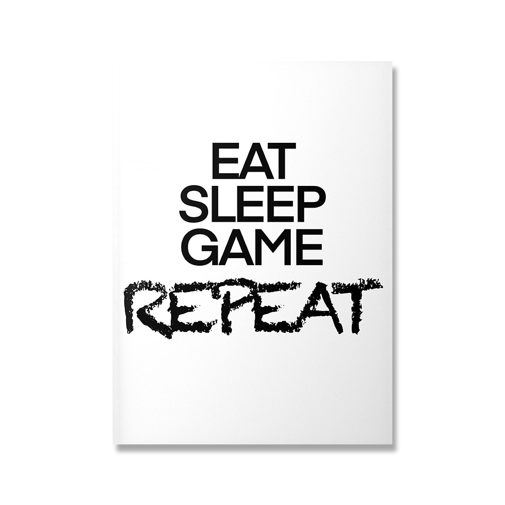 Poster - EAT SLEEP GAME REPEAT / Svart och vitt