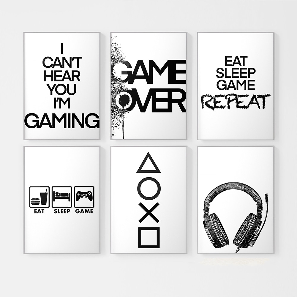 Posters - EAT SLEEP GAME / set om 6